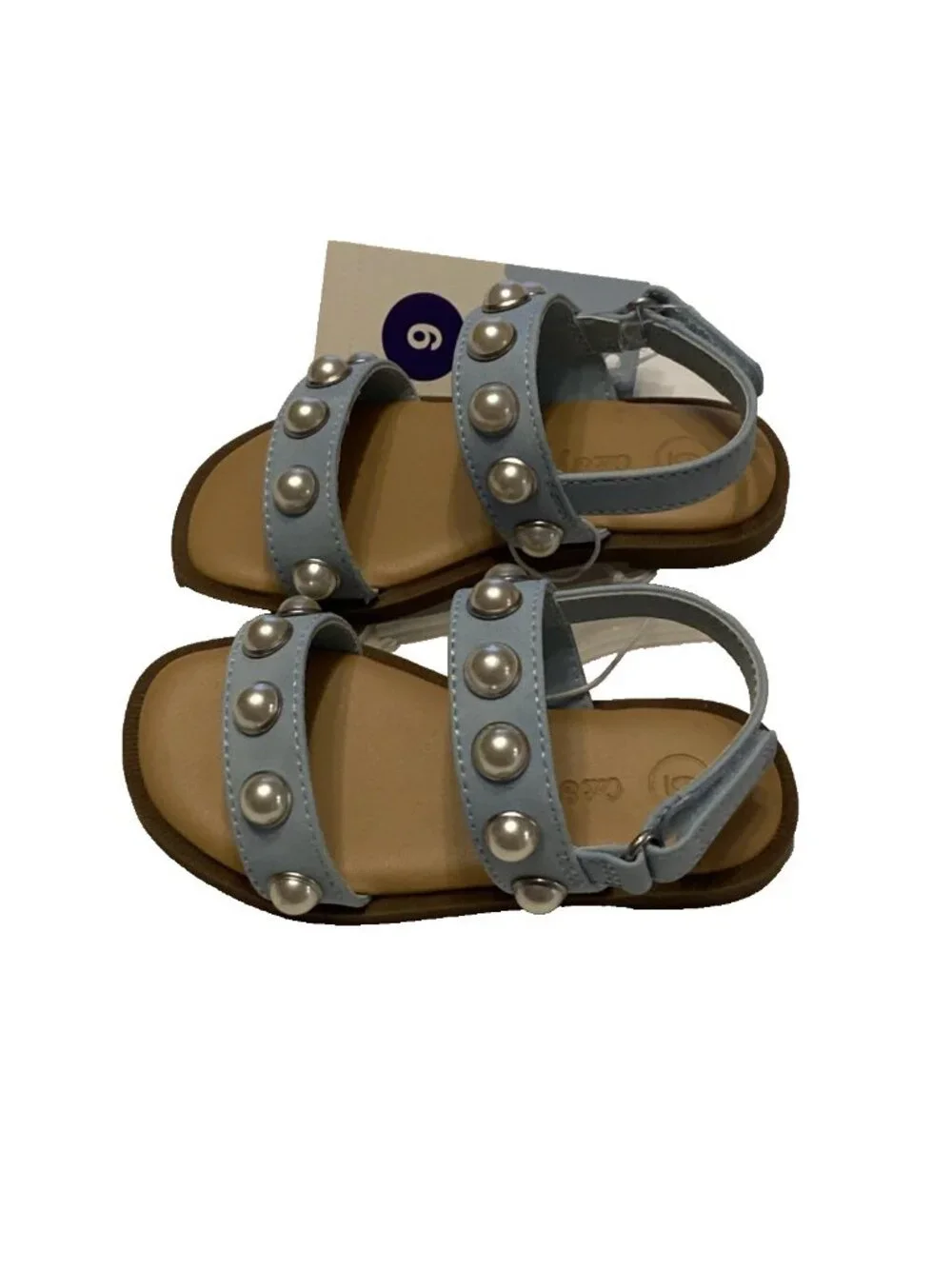 Girls Toddler Sandals Sz 6 Selene Light Blue Faux Pearl Studded Ca t& Jack NWT